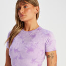 T-shirt court sans coutures à manches courtes MP Shape pour femmes – Tie-dye violet - XS