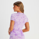 T-shirt court sans coutures à manches courtes MP Shape pour femmes – Tie-dye violet - XS