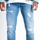 11 Degrees Sustainable Distressed Slim Tapered Jeans - Mid Wash