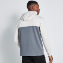 11 Degrees Cut and Sew Panelled Hoodie - Stone / Charcoal / Coconut White
