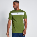 Cut And Sew Panelled T-Shirt - Darkest Spruce Green / White