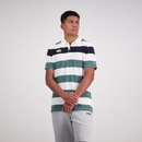 Mens Engineered Stripe Ss Polo Bright White