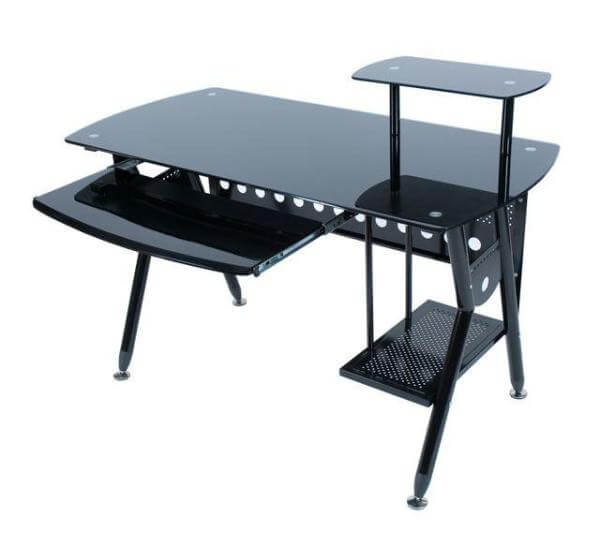 LEVV Black Glass Computer Workstation (CT1200BB) | Zavvi UK