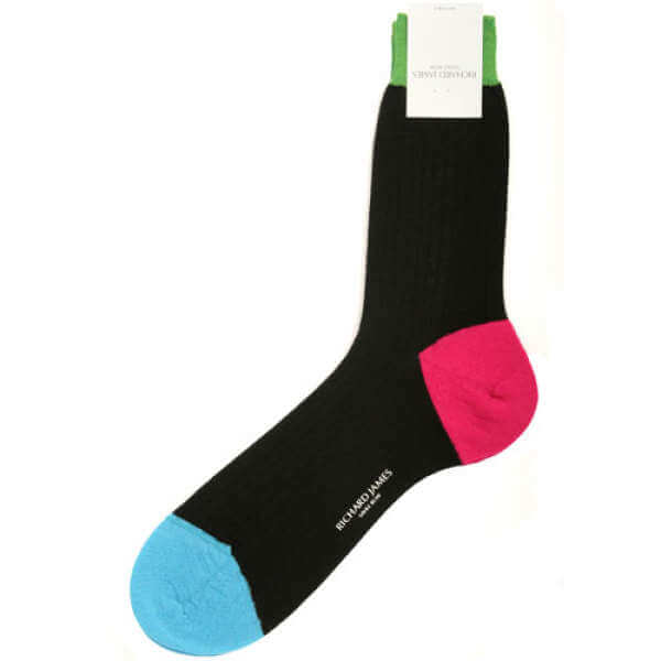 Richard James Triple-Coloured Heel, Toe & Tip Socks