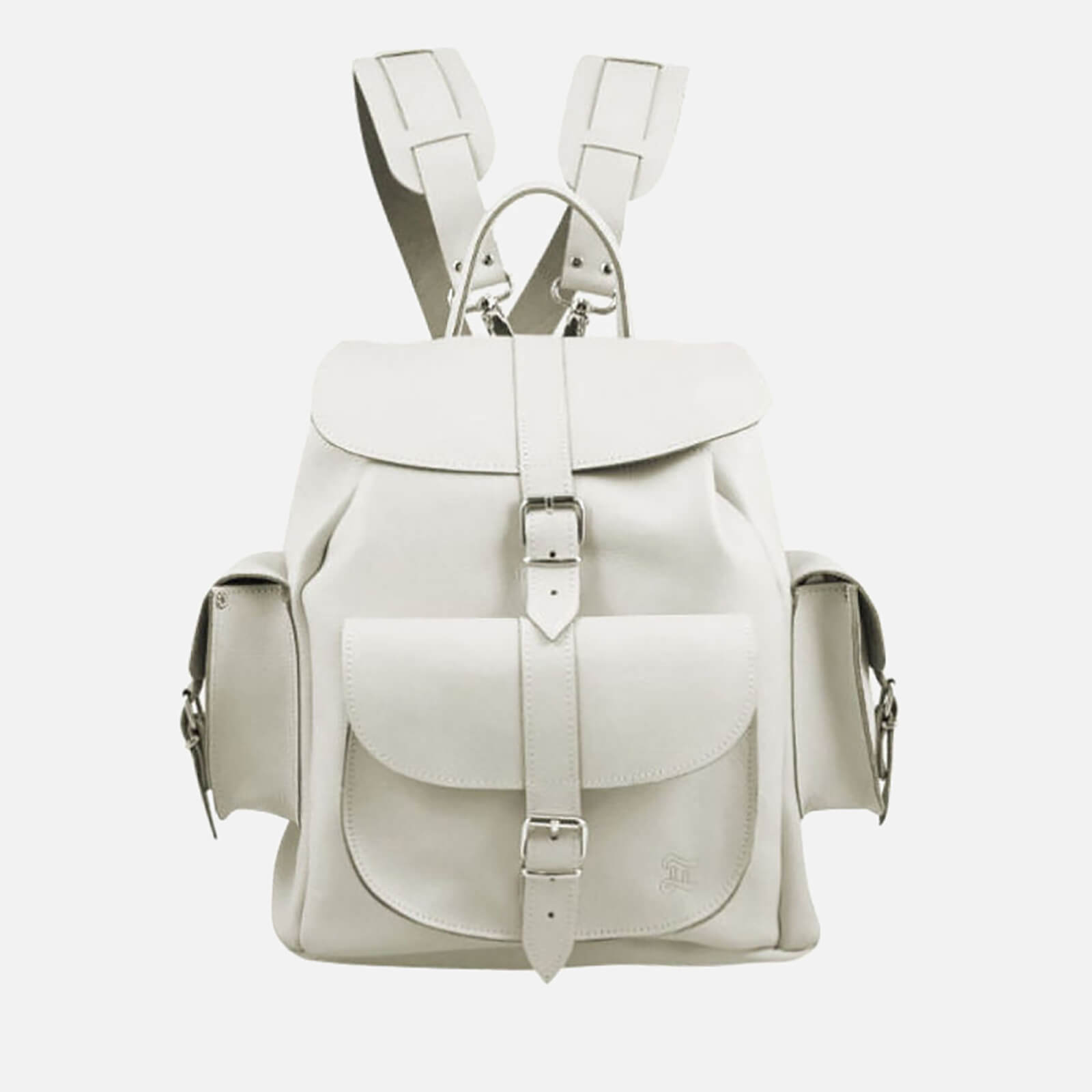 Grafea Bianca Medium Leather Rucksack - White