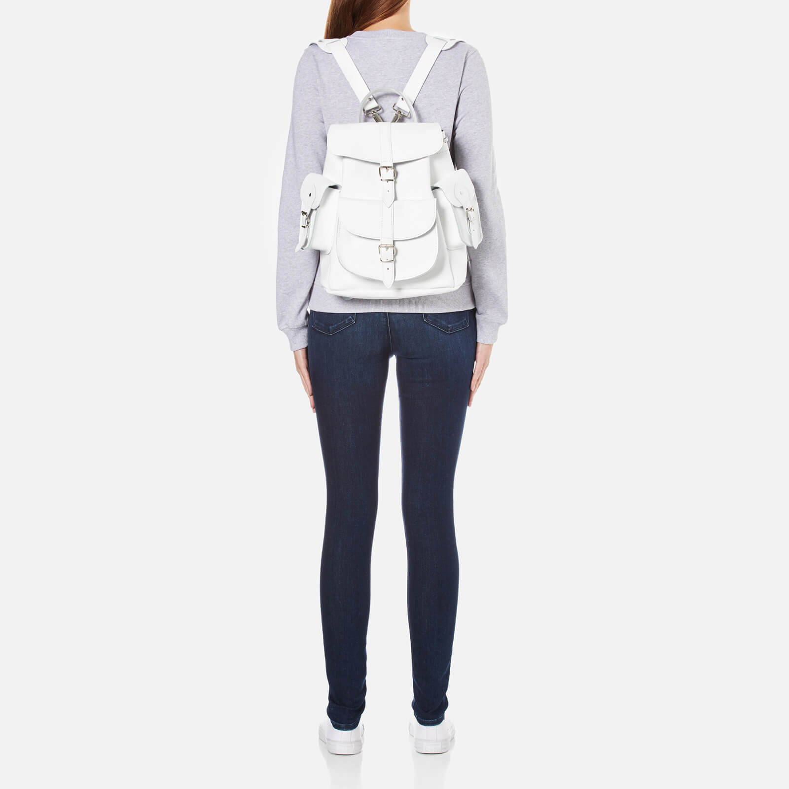 Grafea Bianca Medium Leather Rucksack - White | Mankind