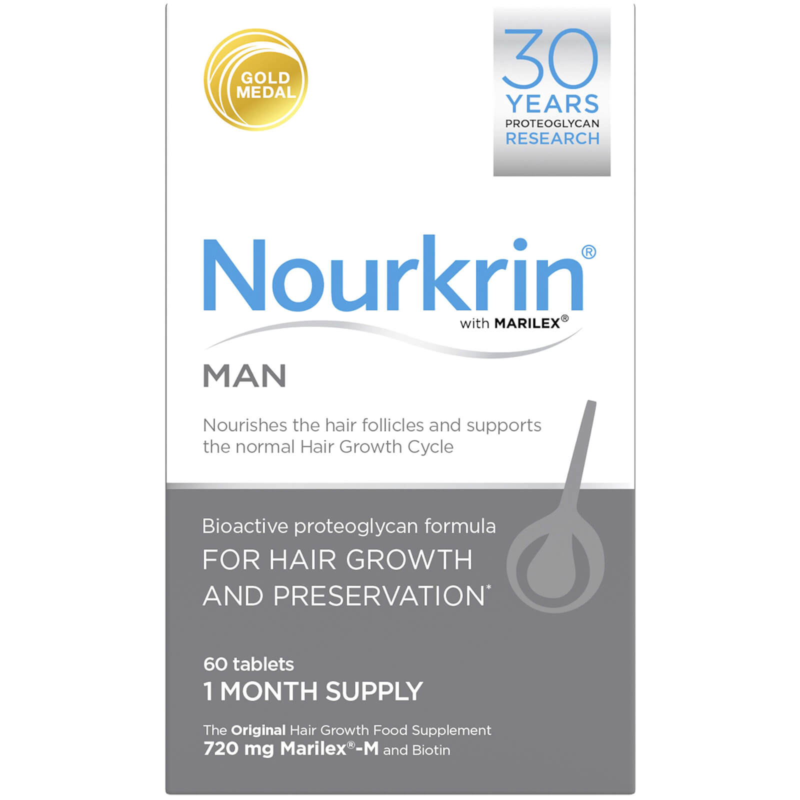Pack de complementos alimentarios para cabello Nourkrin Men (60 comprimidos)