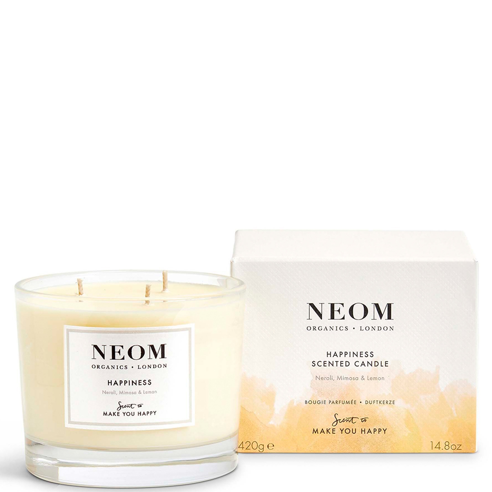 Vela aromática de tres mechas Happiness de NEOM