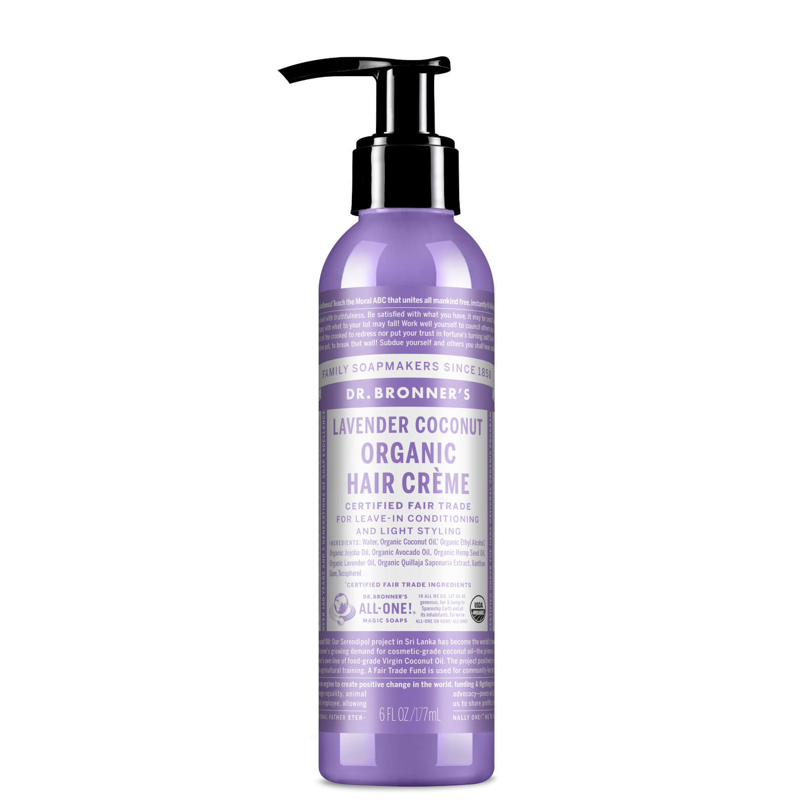 Dr. Bronner Organic Leave-In Hair Conditioner and Style Creme Lavender (178 ml)