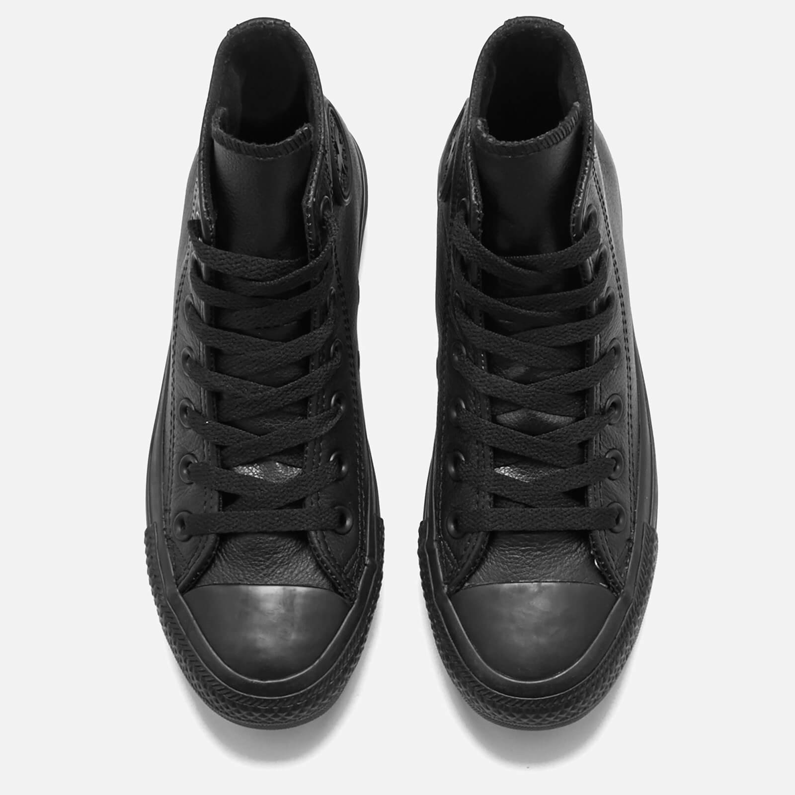 Converse Chuck Taylor All Star Leather Hi Top Trainers Black Mono UK 3 Allsole