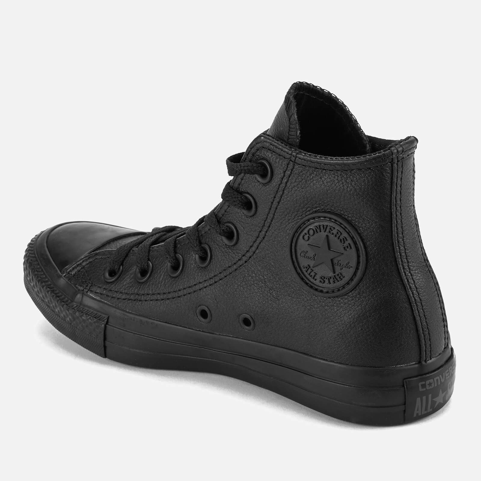 Converse Chuck Taylor All Star Leather Hi Top Trainers Black Mono UK 3 Allsole