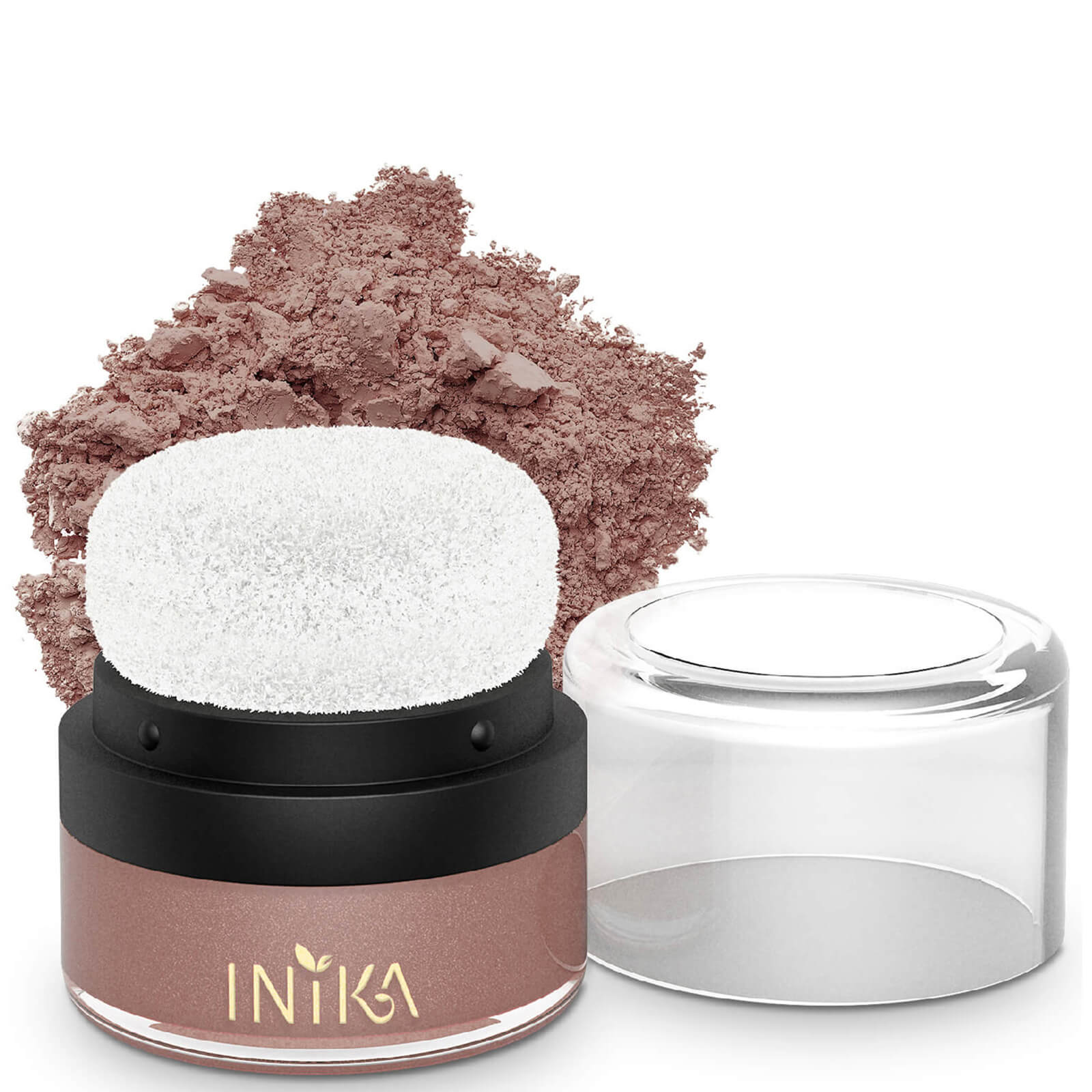 Colorete mineral Rosy Glow de INIKA (envase con aplicador de esponja)