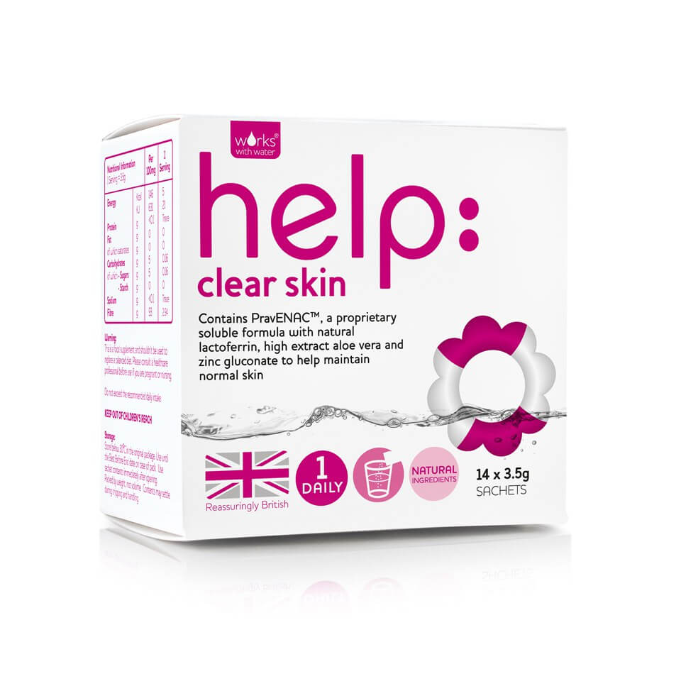 Suplemento soluble para la piel femenina Help: Clear Skin de Works with Water (14 x 3,5 g)