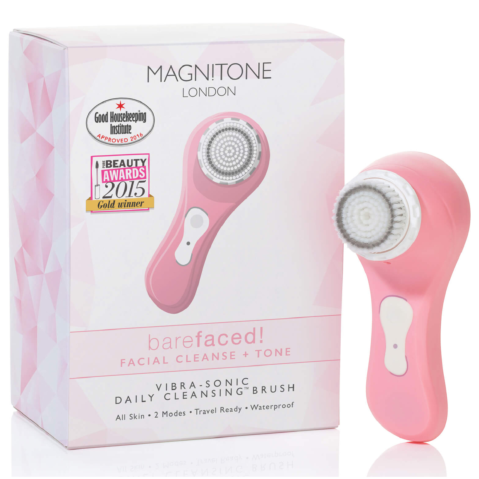 Cepillo Electrónico de Limpieza Facial MAGNITONE London BareFaced Vibra-Sonic™ - Rosa