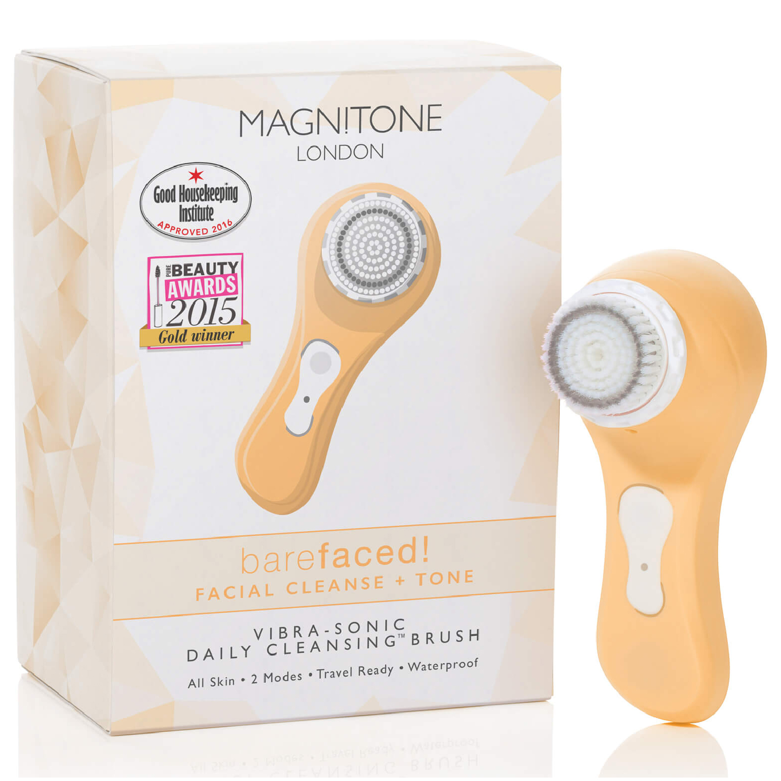 Cepillo Electrónico de Limpieza Facial MAGNITONE London BareFaced Vibra-Sonic™ - Naranja Pastel