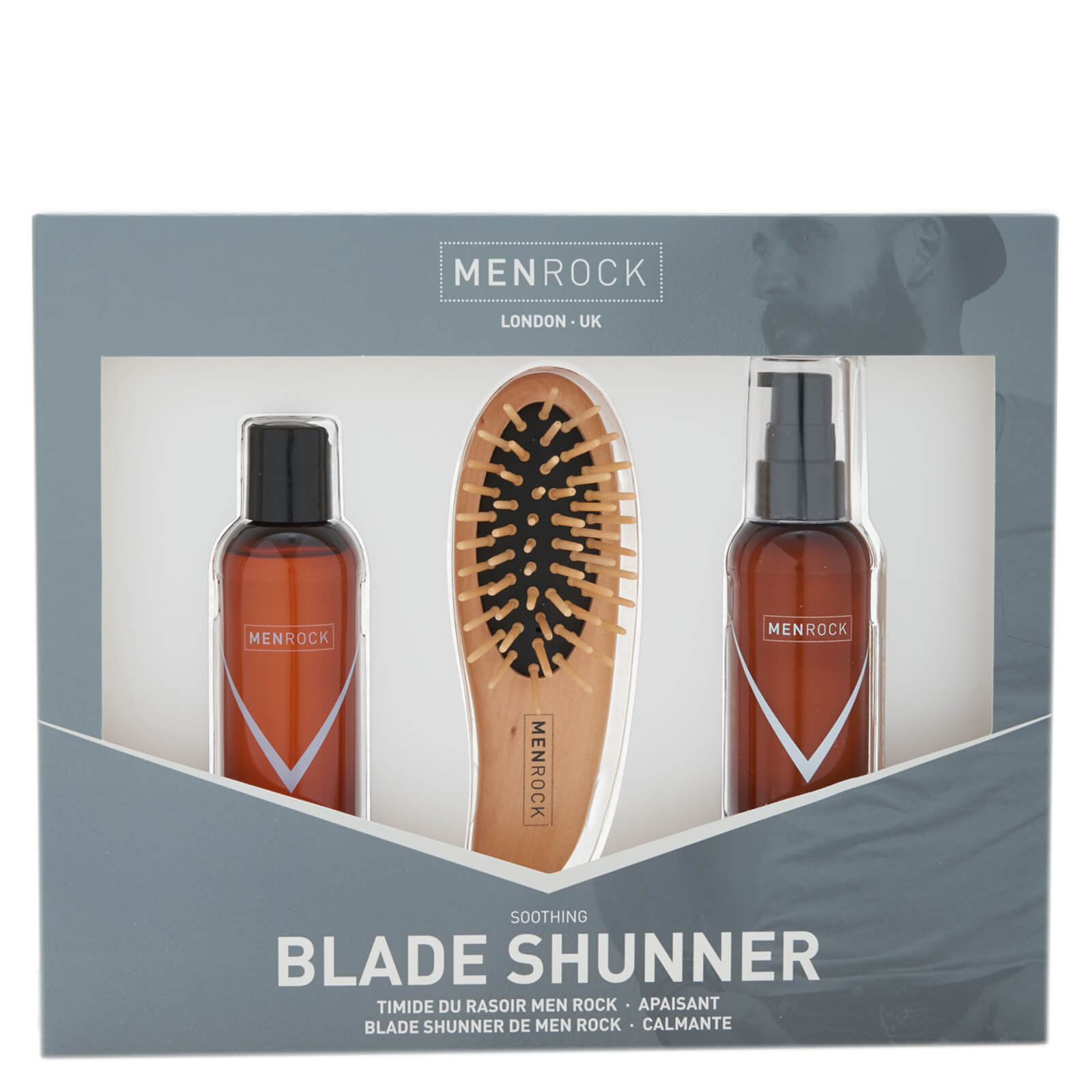 Kit Blade Shunner de Men Rock (bálsamo, jabón y cepillo para barba, caja de regalo)