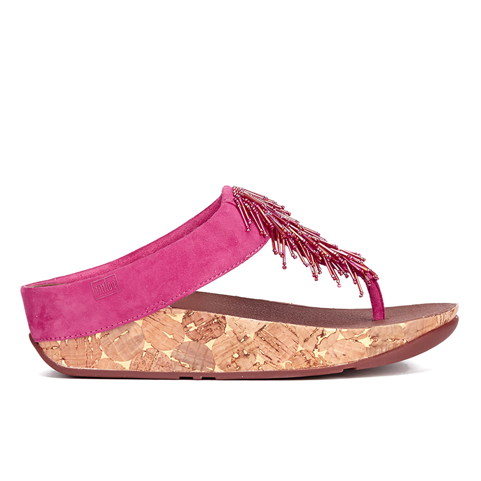 FitFlop Women's Cha Cha Leather/Suede Tassel Toe Post Sandals - Bubblegum |  Allsole