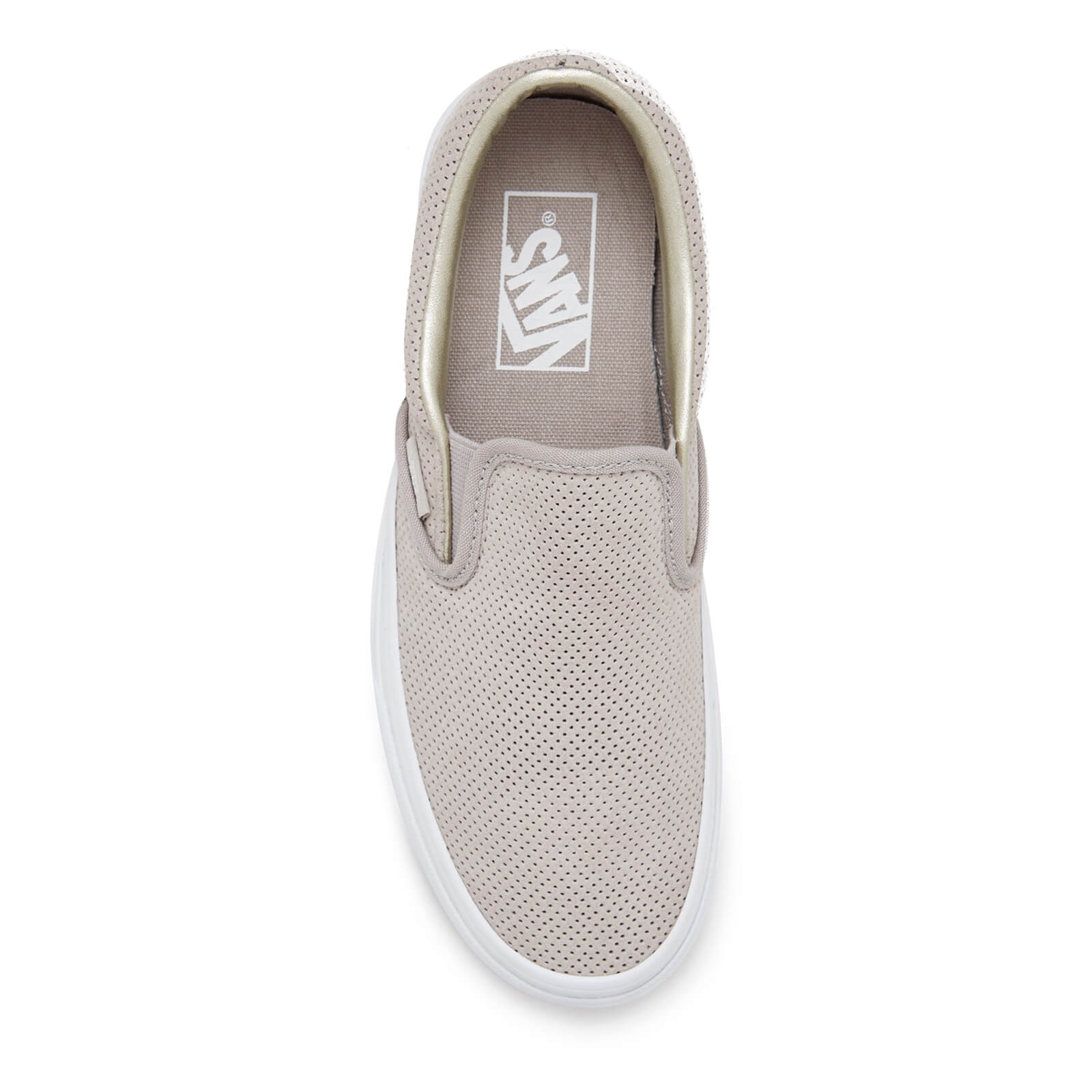 Vans Women s Classic Slip On Perforated Suede Trainers Silver Cloud True White Allsole
