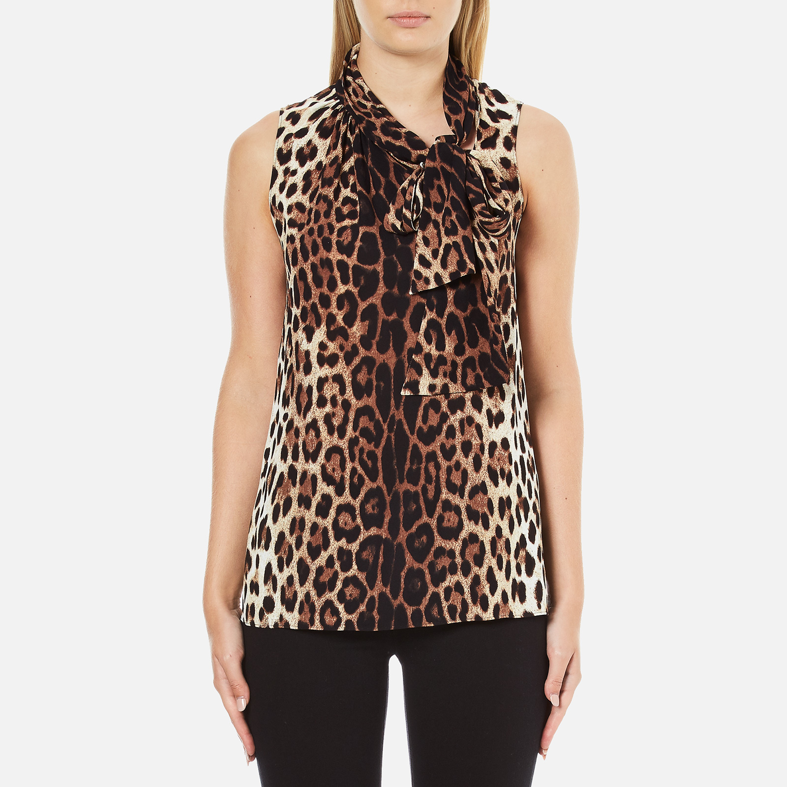 Boutique Moschino Women's Tie Neck Top - Leopard | Coggles