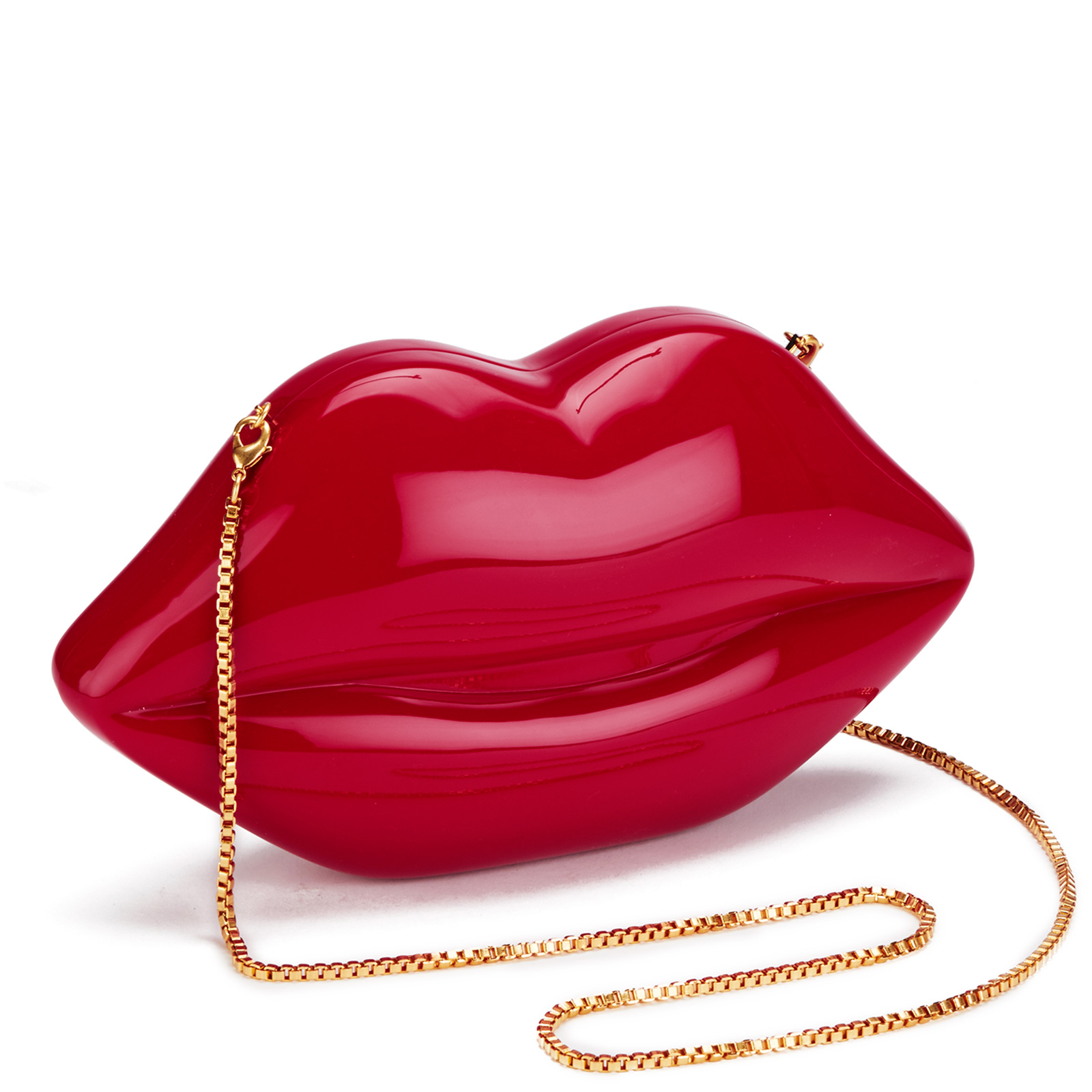 Lulu Guinness Women s Large Perspex Lips Clutch Bag Red Coggles