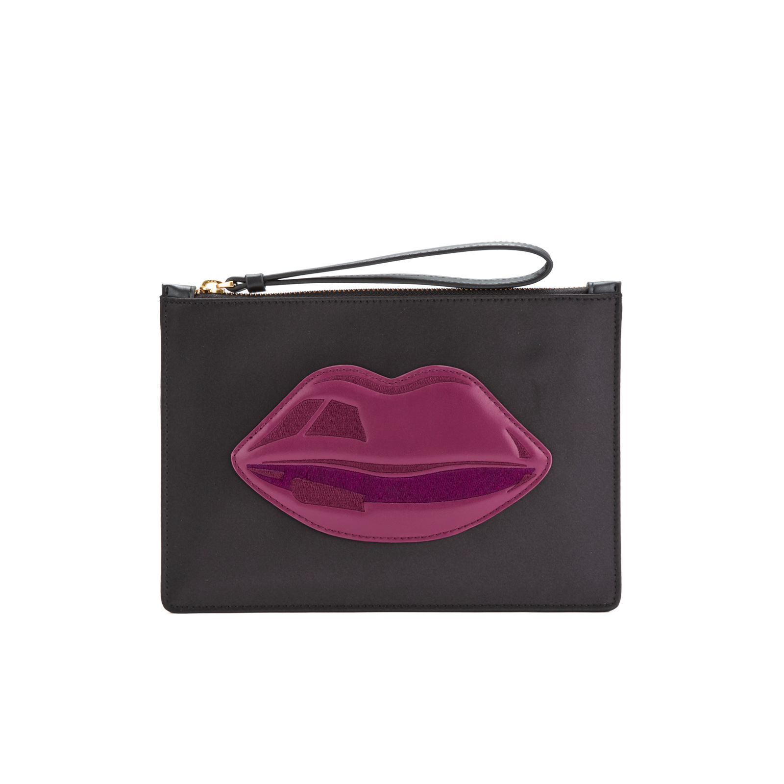 Lulu Guinness Women's Grace Medium Lips Clutch - Black/Casis