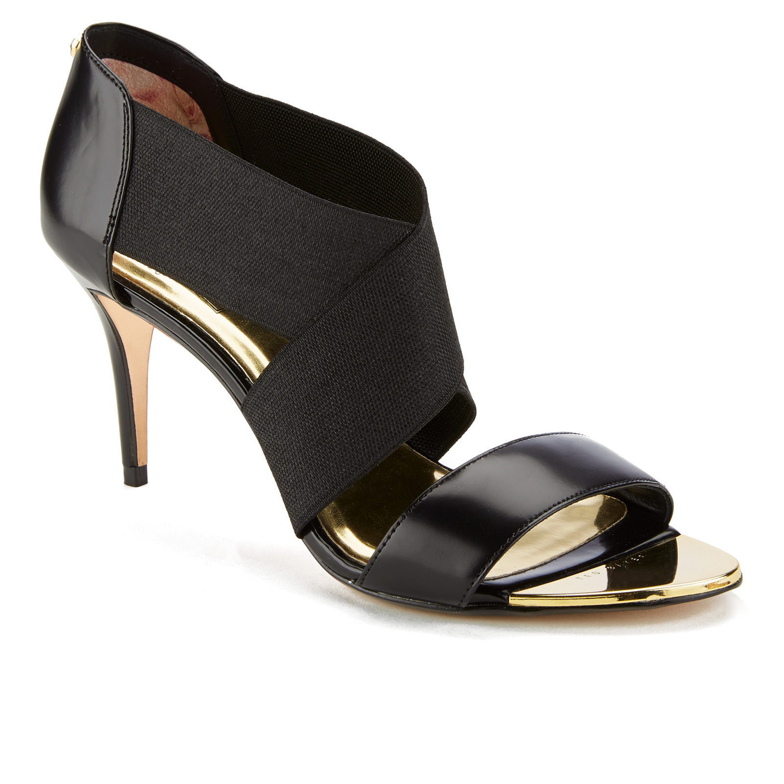 Ted Baker Women s Leniya Leather Elastic Strap Heeled Sandals Black Allsole