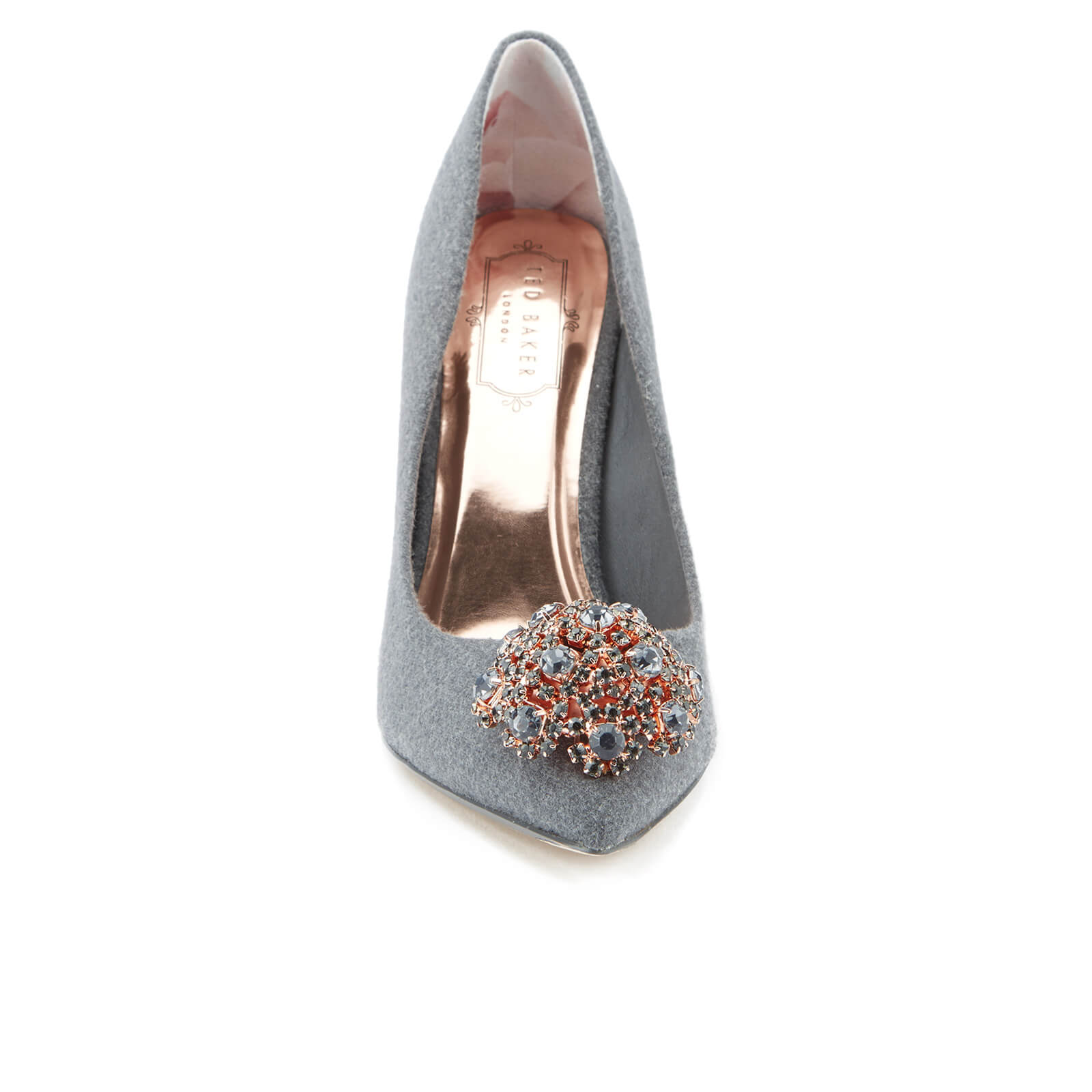 Ted Baker Women s Peetch Crystal Brooch Toe Court Shoes Grey Allsole