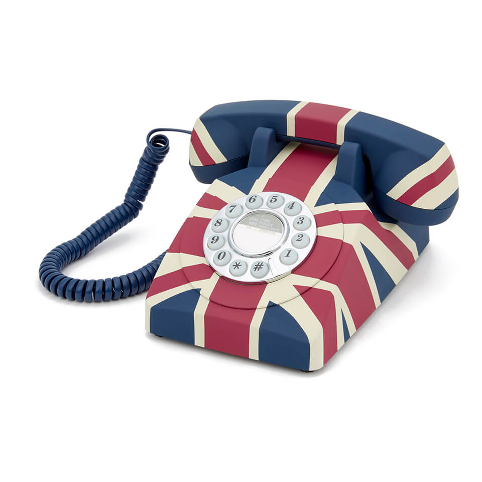 GPO Retro Vintage British Union Jack Art Deco Rotary Push Button Telephone