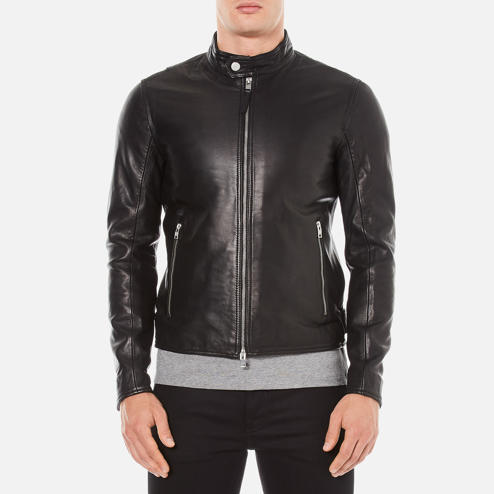 J.Lindeberg Men's Trey Leather Jacket - Black | Coggles