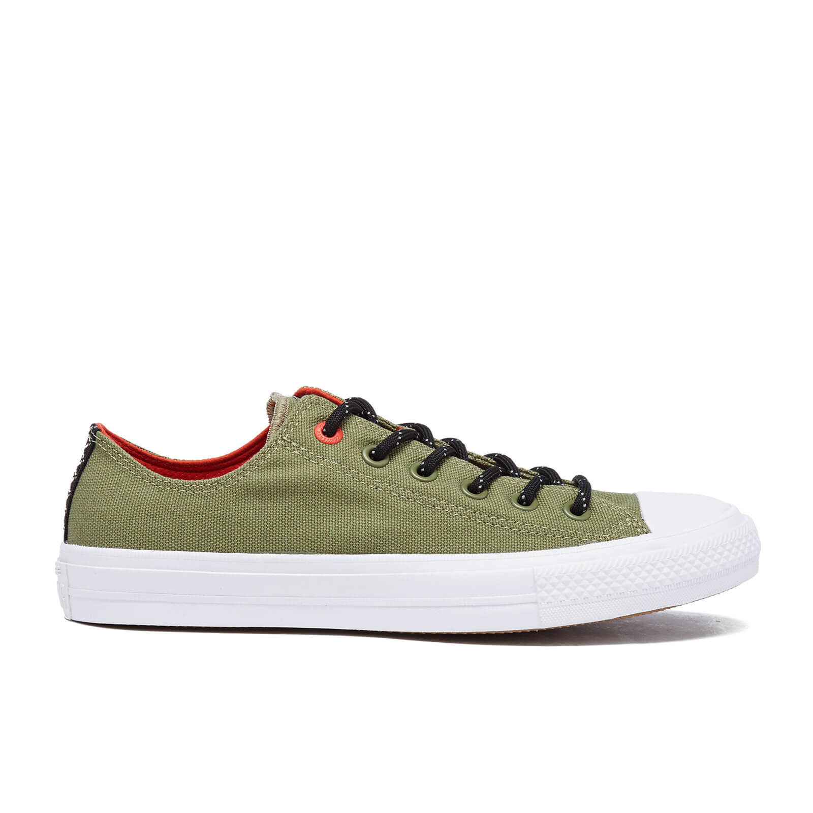 Converse Men s Chuck Taylor All Star II Shield Canvas Low Top Trainers Fatigue Green Signal Red Coggles