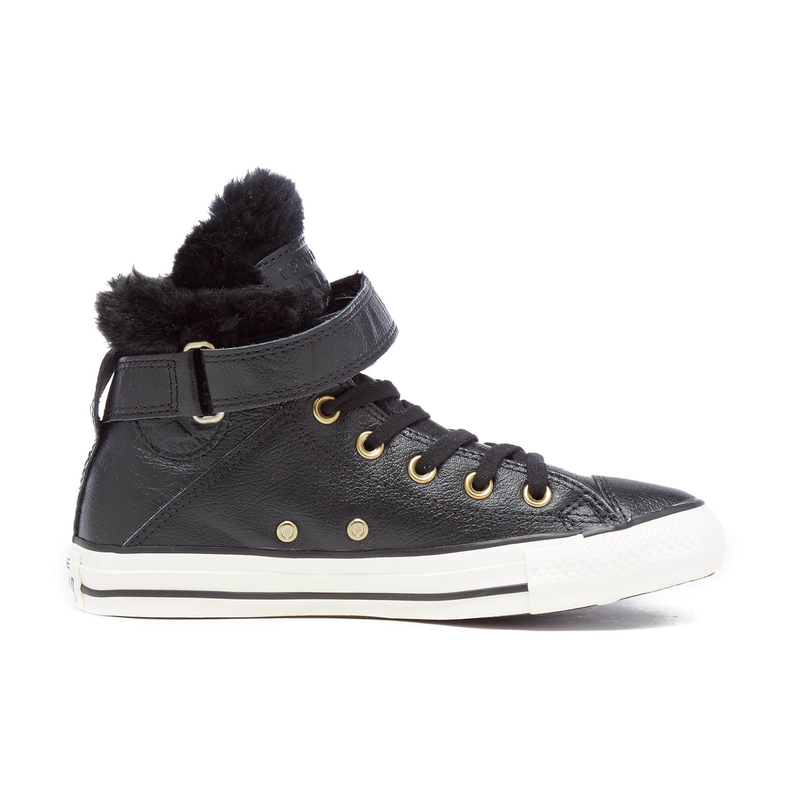 Converse Women s Chuck Taylor All Star Brea Leather Fur Hi Top Trainers Black Black Coggles