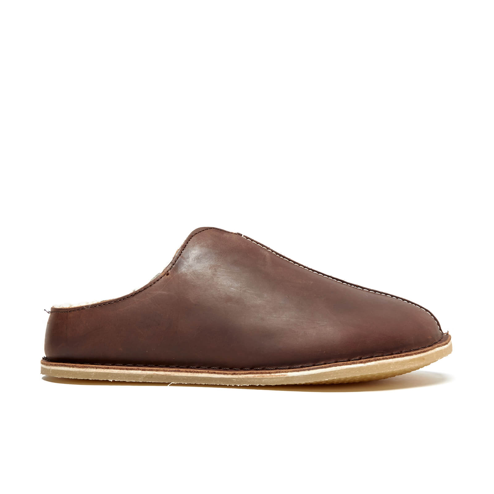 Clarks Men s Kite Stitch Leather Slippers Brown Allsole