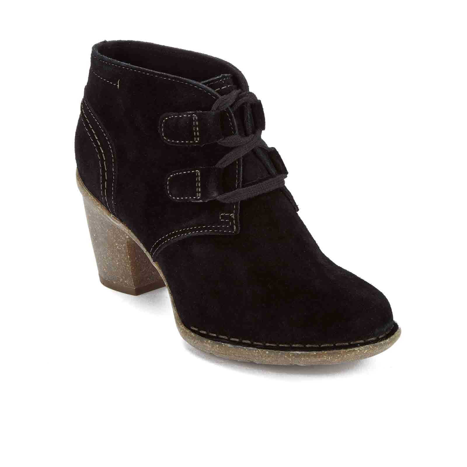 Clarks Women s Carleta Lyon Suede Heeled Ankle Boots Black Allsole