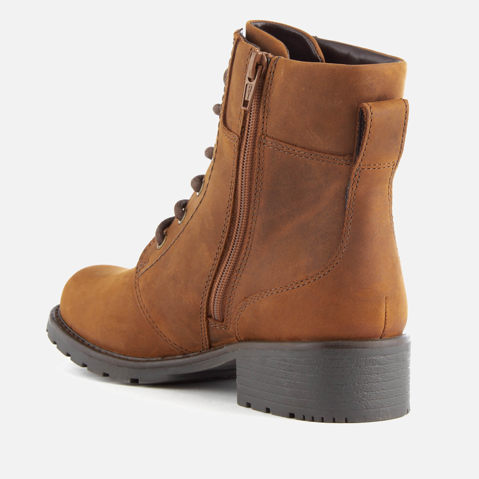 Clarks Women s Orinoco Spice Leather Lace Up Boots Brown Snuff Allsole