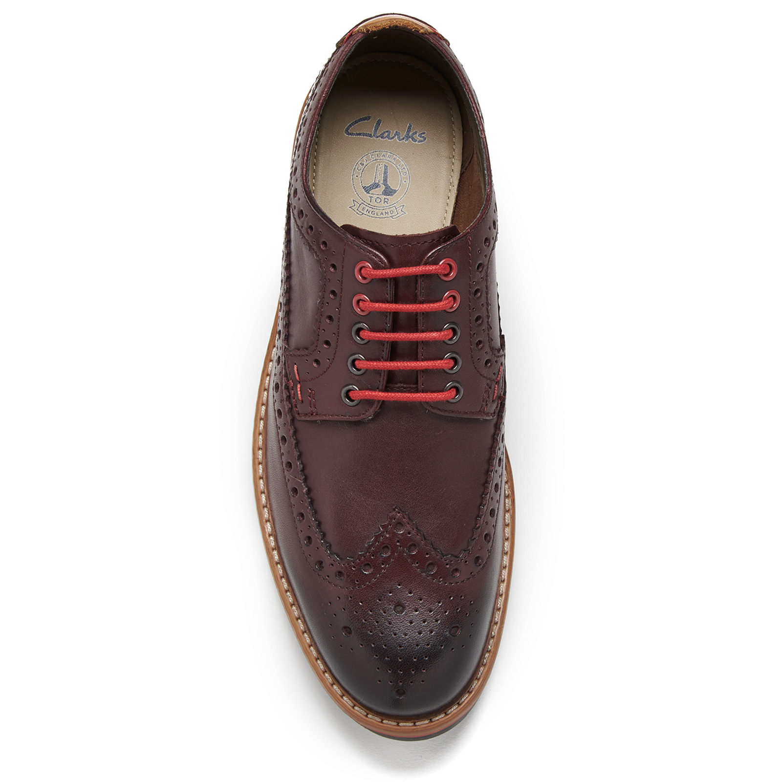 Clarks Men s Pitney Limit Leather Brogues Chestnut Allsole