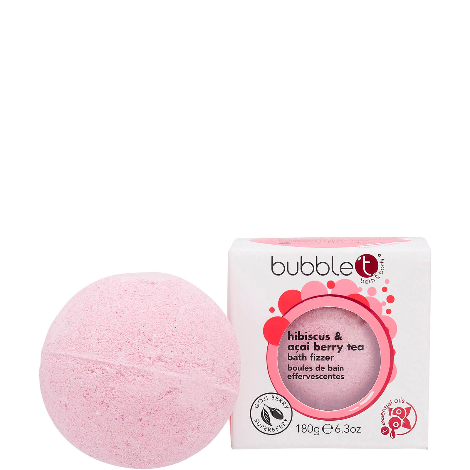 Bola de Baño Efervescente Bubble T - Té de Hibisco y de Baya de Acai 180 g