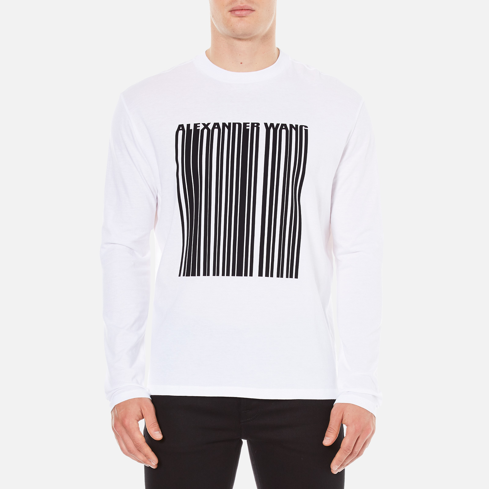 Alexander Wang Men s Barcode Logo Long Sleeve T Shirt White Coggles