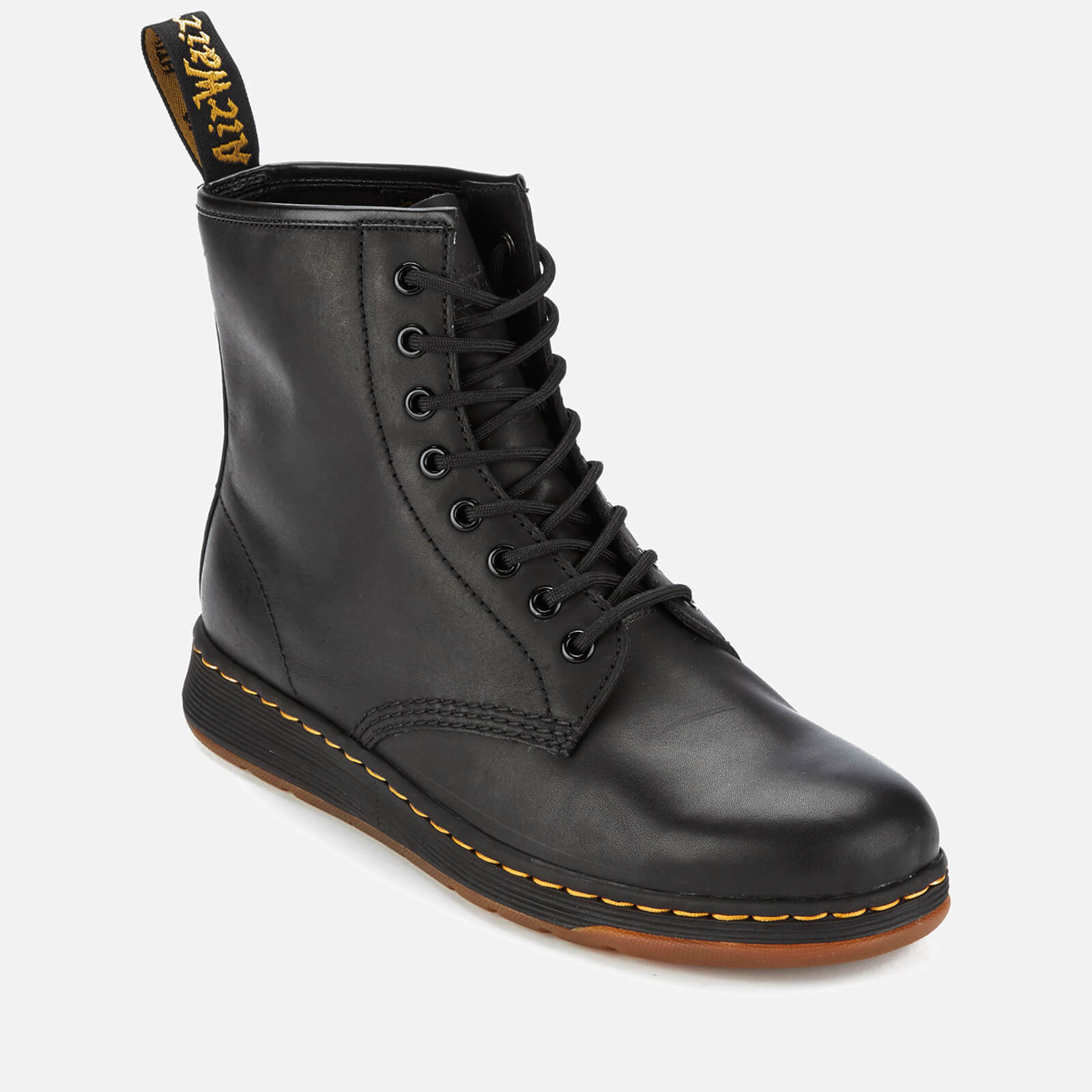 Dr. Martens Newton Lite Leather 8 Eye Boots Black Allsole