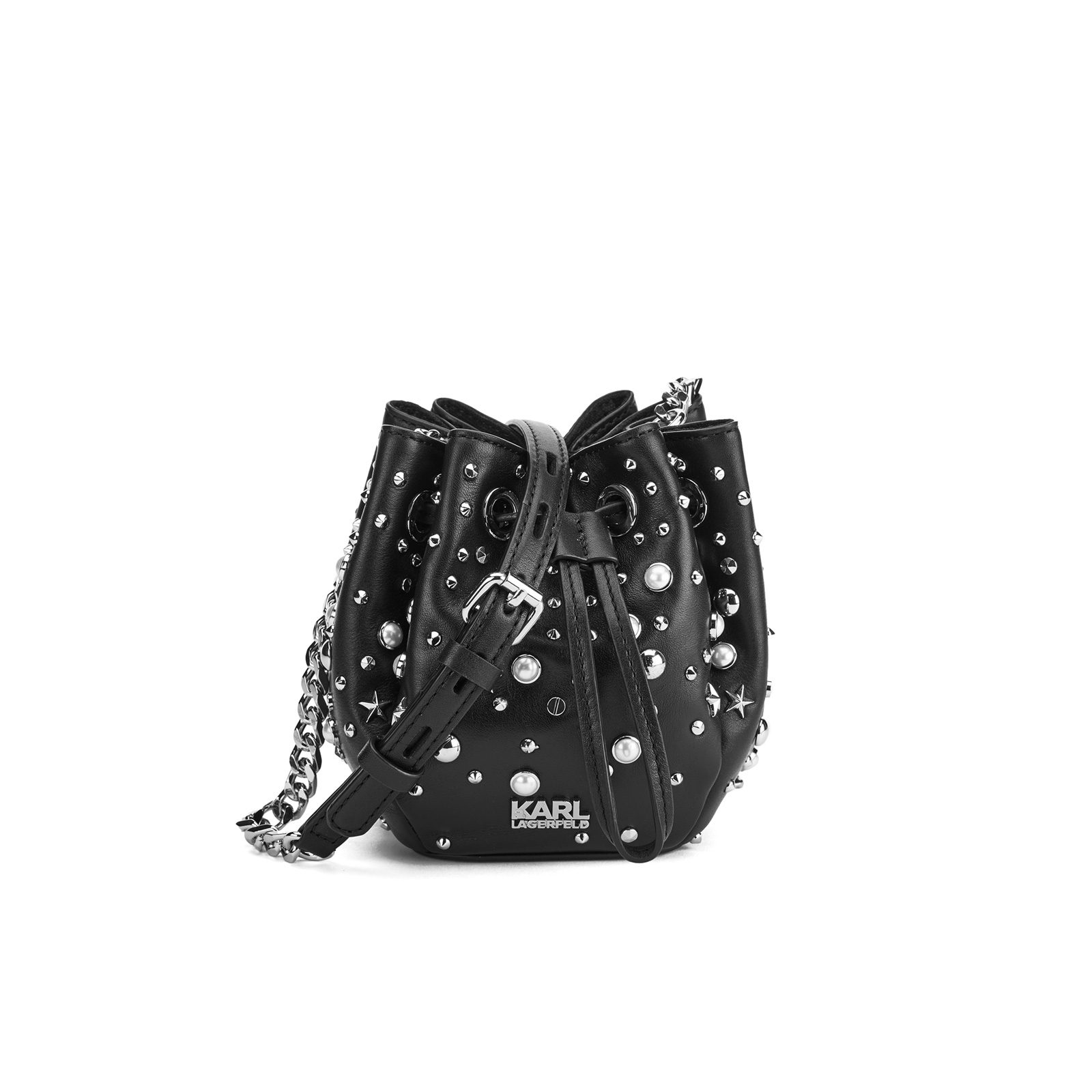 Karl Lagerfeld Women s K Rocky Studs Drawstring Bag Black Coggles