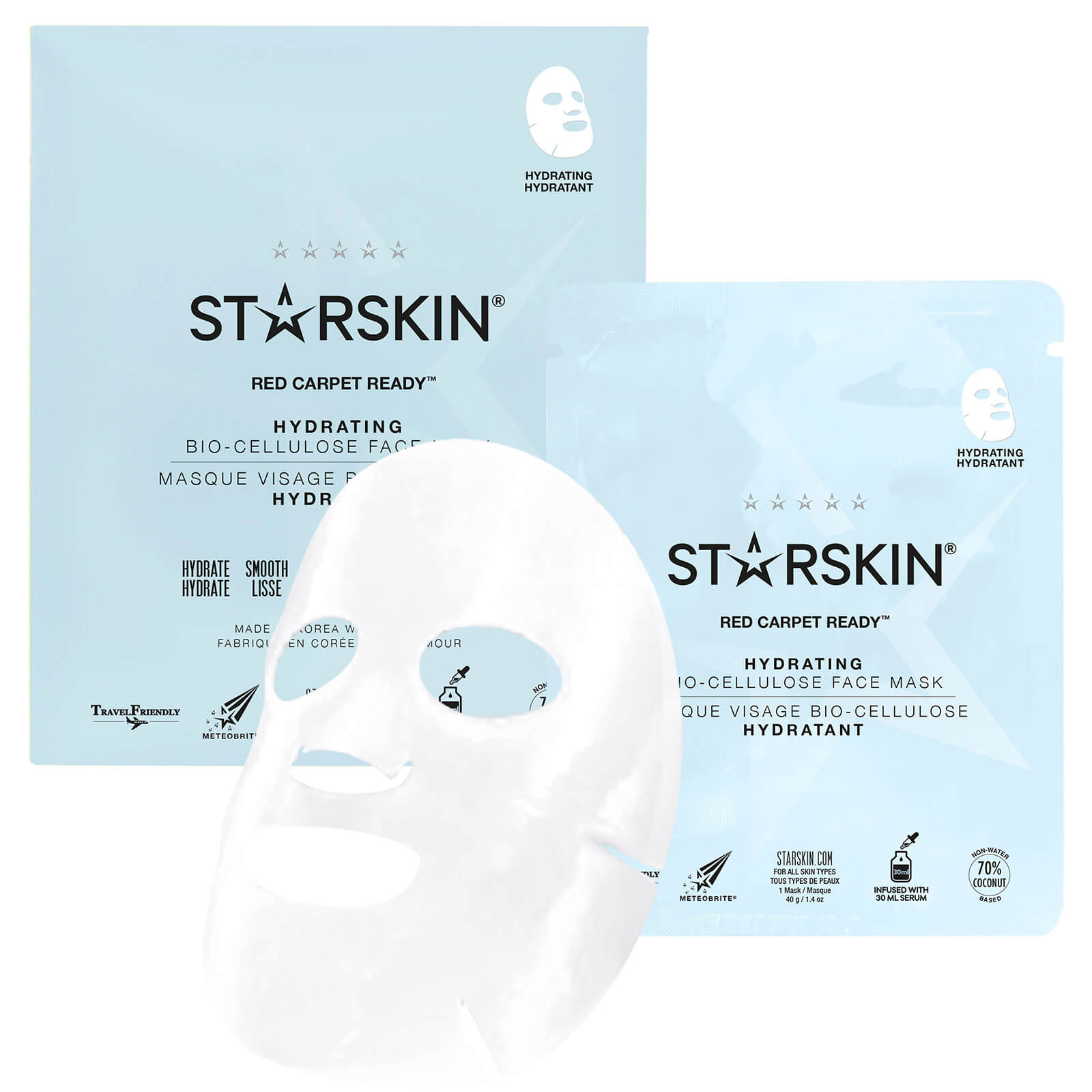 Mascarilla facial hidratante de biocelulosa con coco Second Skin Red Carpet Ready™ de STARSKIN