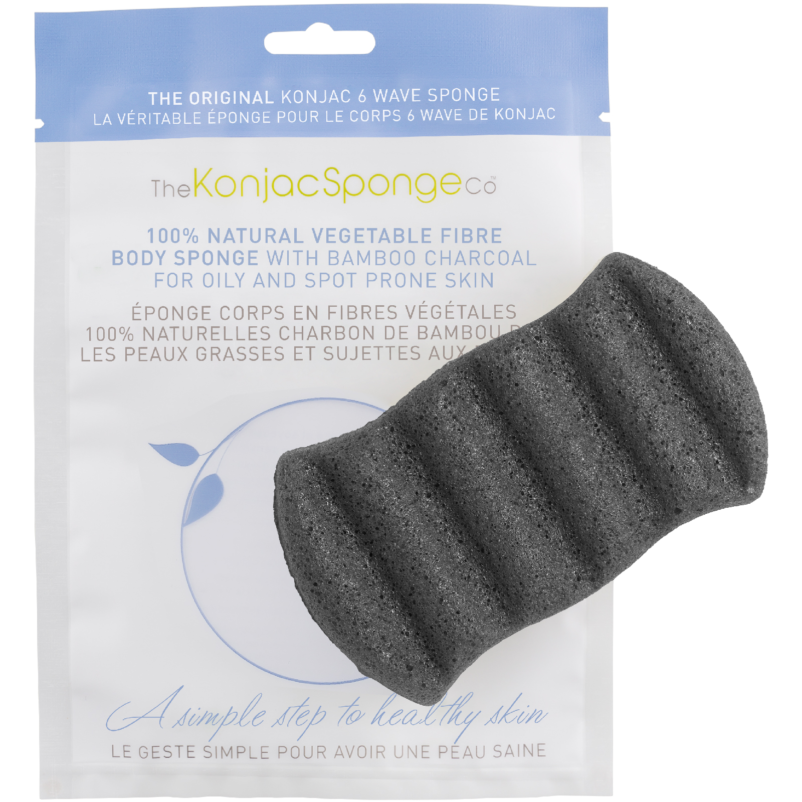 Esponja corporal ondulada con carbón y bambú de The Konjac Sponge Company