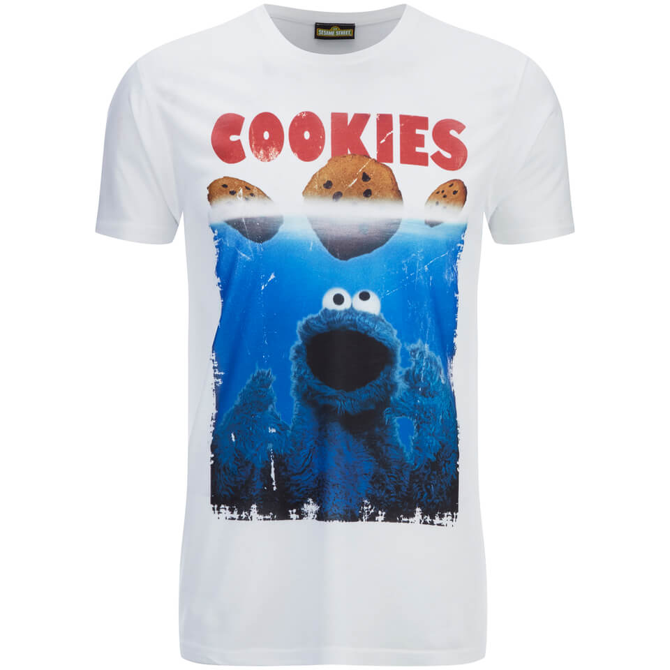 Cookie Monster Men's Shark Cookie Monster T-Shirt - White - S
