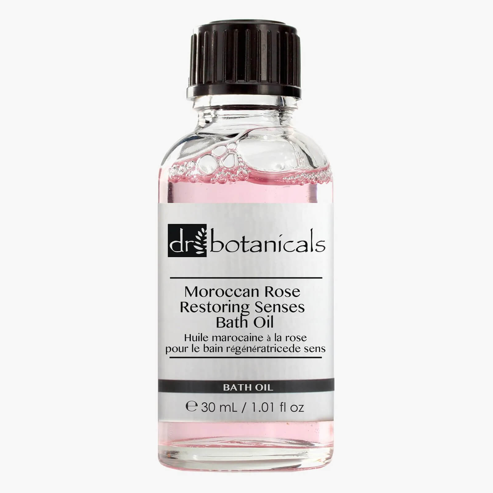Aceite de baño de rosa de Marruecos para regenerar los sentidos de Dr Botanicals 30 ml