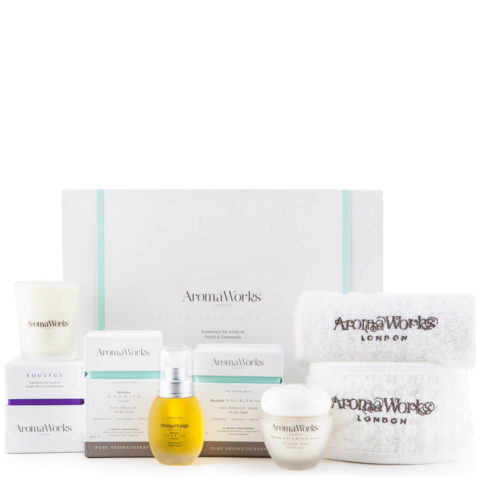 Set de regalo de productos para el rostro Face Indulgence Nourish de AromaWorks