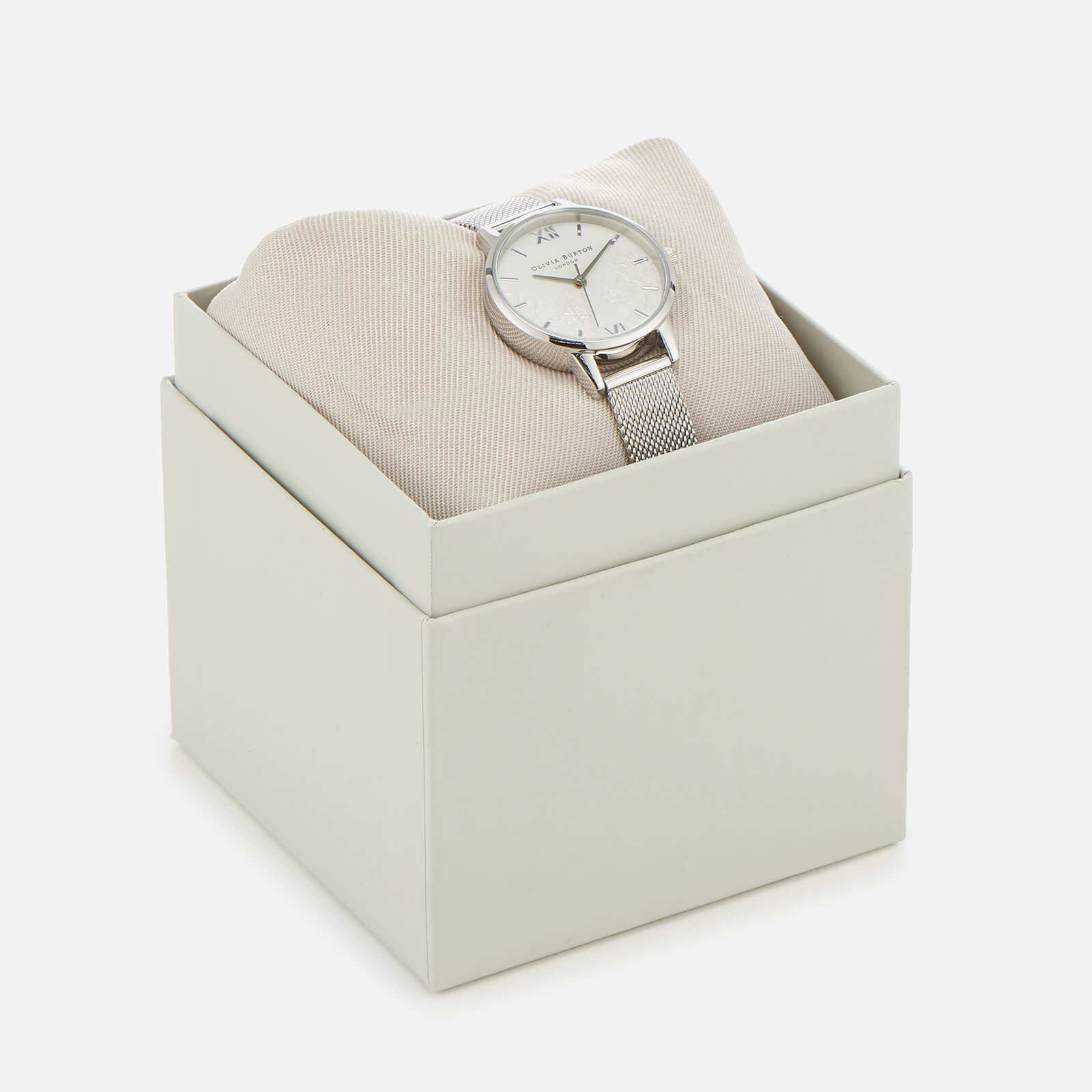 Olivia Burton Women s Lace Detail Watch Silver Mesh Coggles