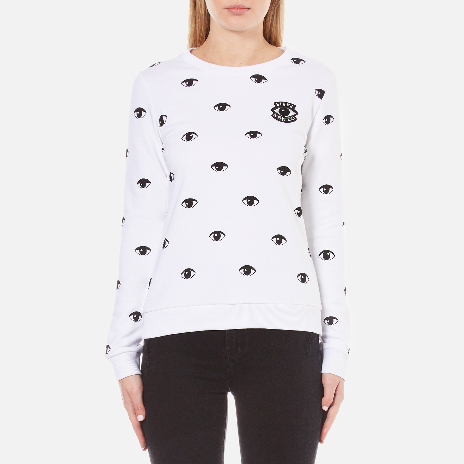 KENZO Women s Allover Eyes Light Cotton Molleton Sweatshirt White Coggles