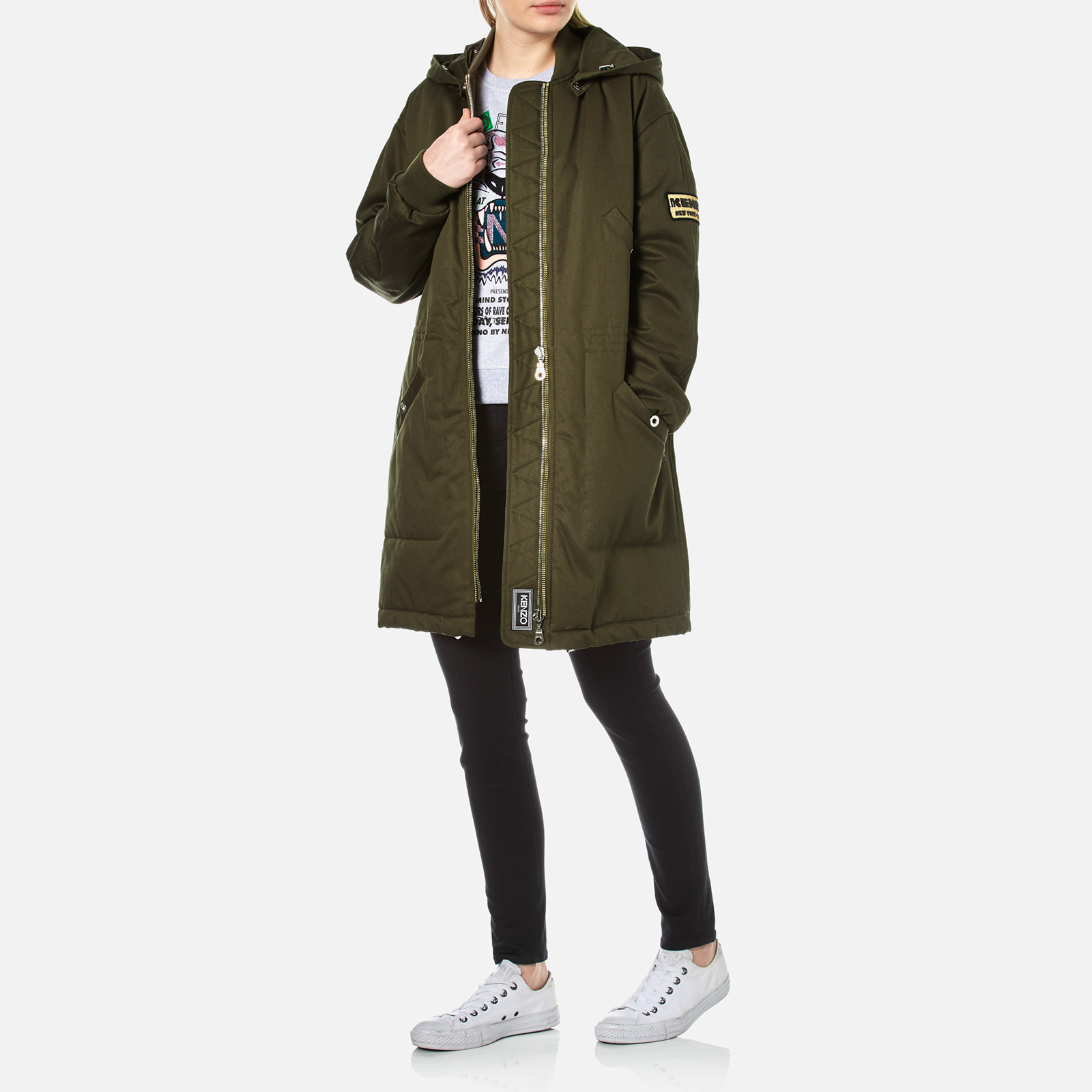KENZO Women's Cotton New York Paris Parka Jacket - Dark Khaki | Coggles