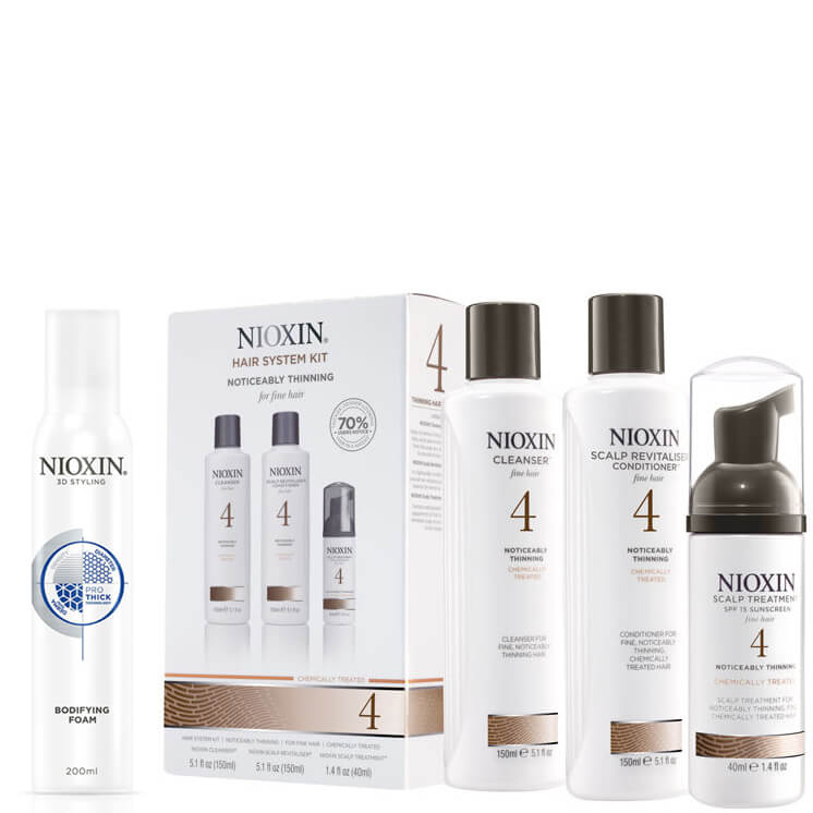 NIOXIN Hair System Kit 4 y Espuma Voluminizante Surtido