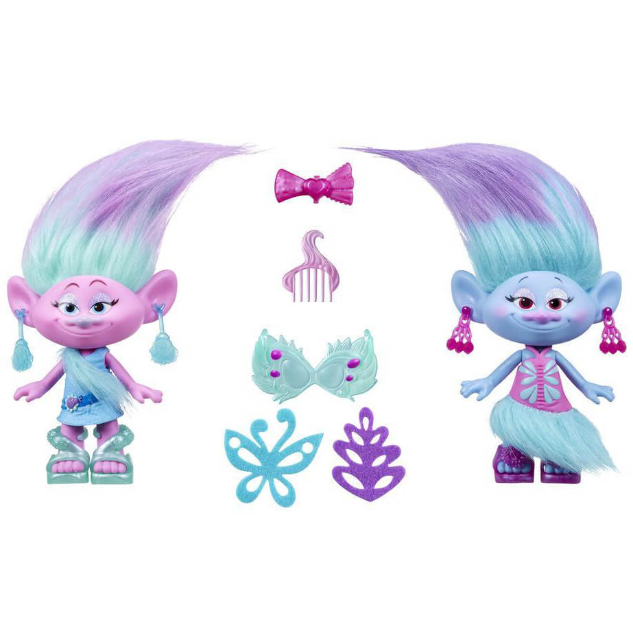 thumbnail interactive-video image 1 of Women's Trolls Cosplay Costume – Choose Satin Chenille Outfit Or 2 Colorful Wigs 1 of 4