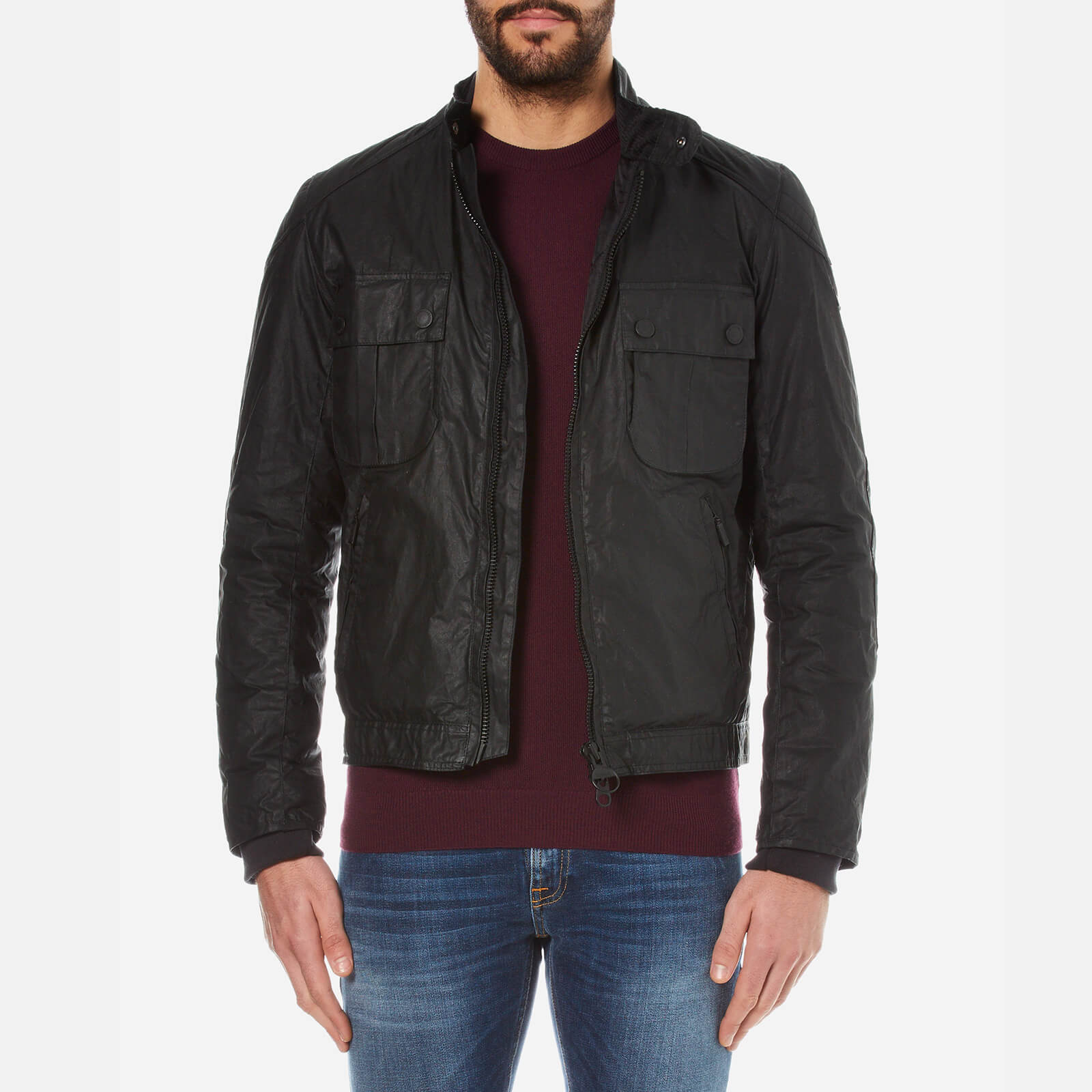 Barbour International Men s Oil Wax Jacket Black Coggles